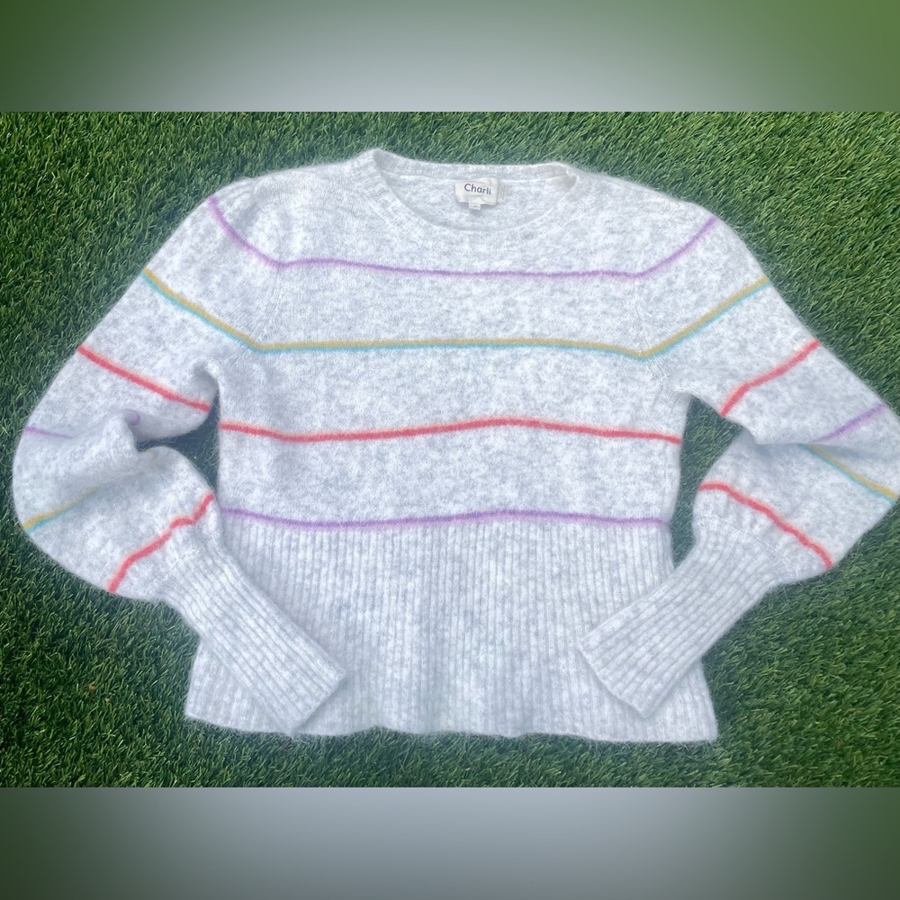 Anthropologie Charli Multicolor Striped Alpaca Blend Sweater (17” pit to pit) - Picture 2 of 9